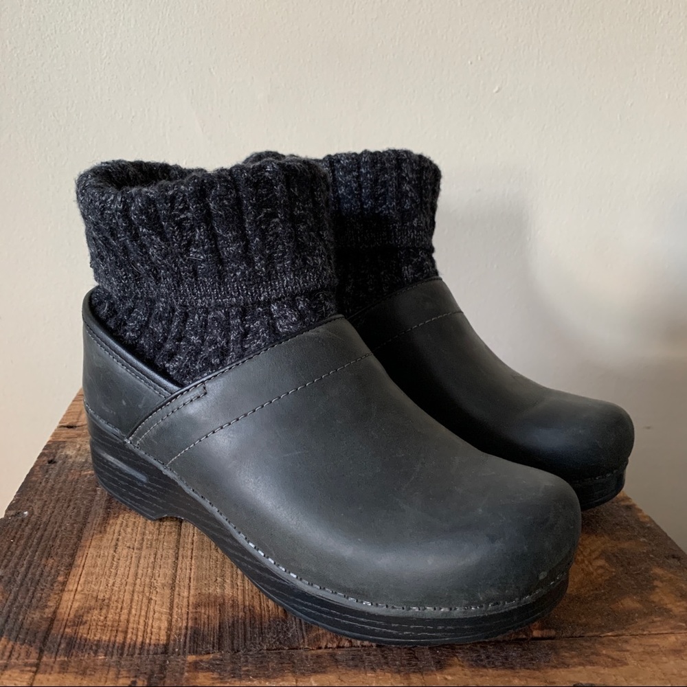 Dansko Chloe Clog Oiled Leather with Knit Socks